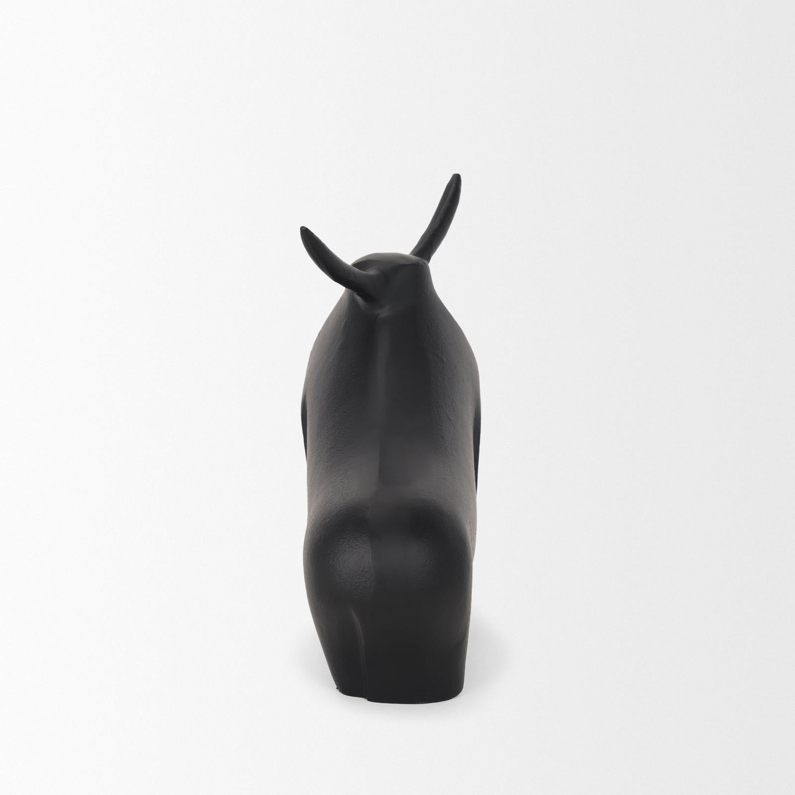 Mercana Radu Matte Black Metal Bull Decorative Object
