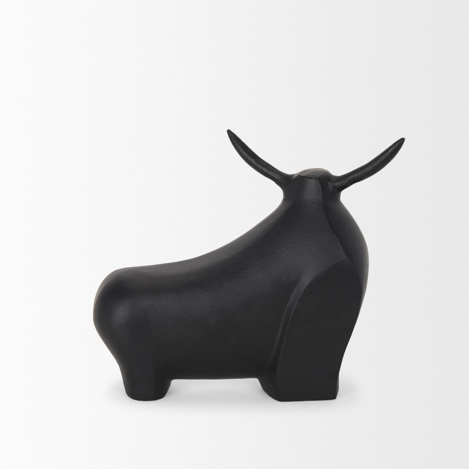 Mercana Radu Matte Black Metal Bull Decorative Object