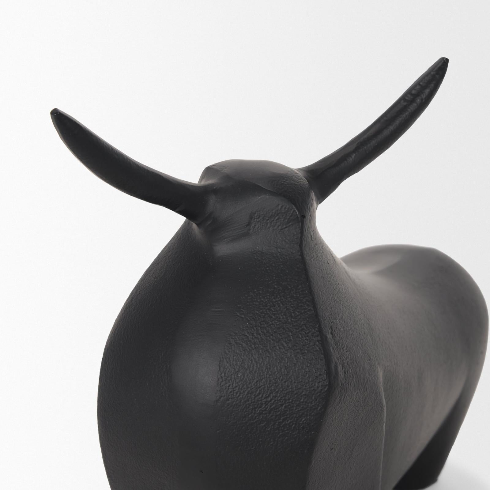 Mercana Radu Matte Black Metal Bull Decorative Object