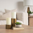 Mercana Gage Antiqued Gold Honeycomb Textured Metal Candle Holder - Set of 2