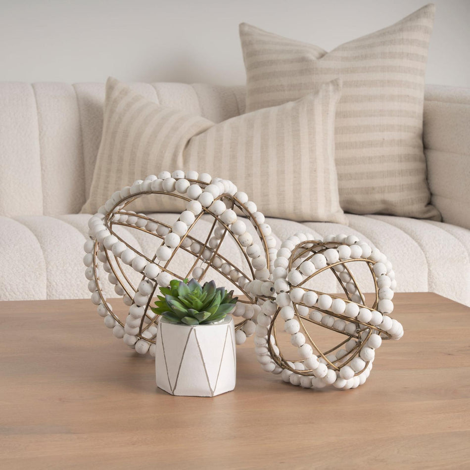 Mercana Espanlade White Wooden Beaded Orb
