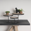 Mercana Lorenz Light Brown Wood W/ Black Metal Base Round Decorative Display Stands-Set of 3