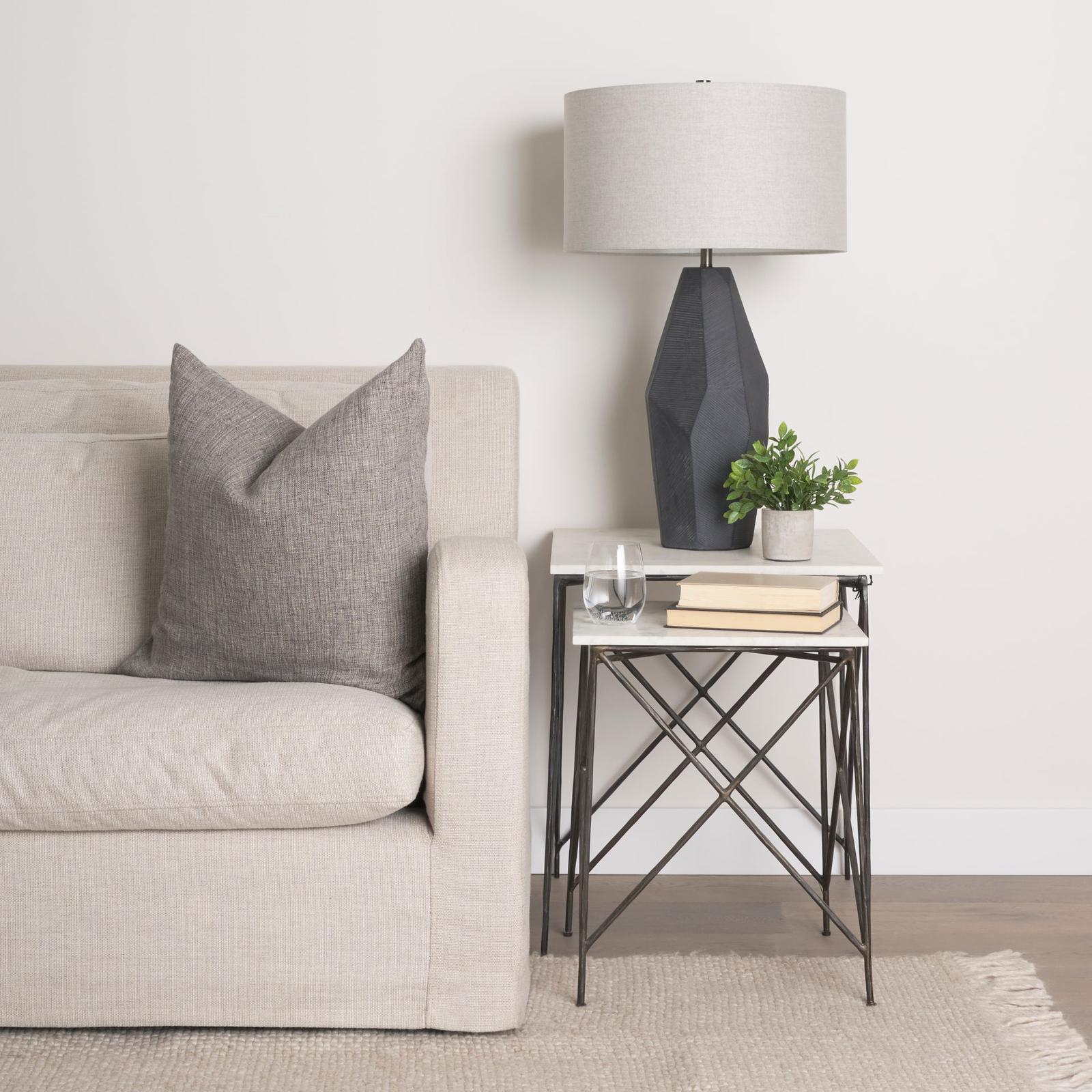 Mercana Lorlei White Marble Top W/ Gray Iron Legs End and Side Table Clearance