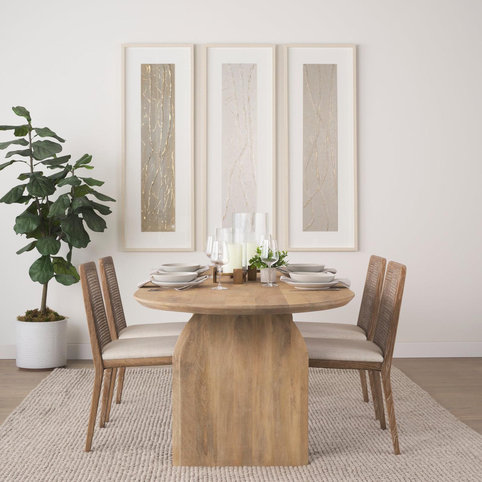 Mercana Clara Fabric Seat and Cane Back Armless Dining Chair