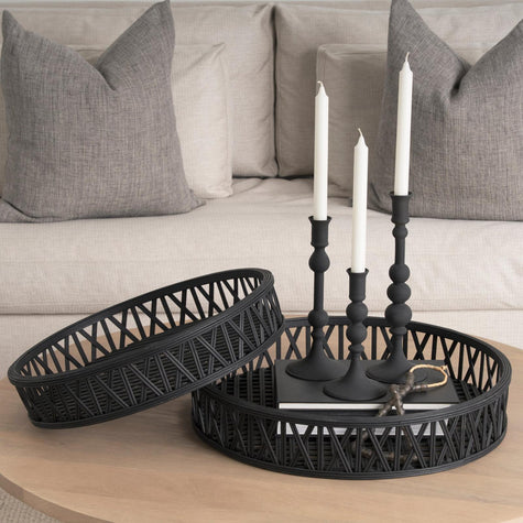 Mercana Haute Matte Black Blown Glass Candlestick