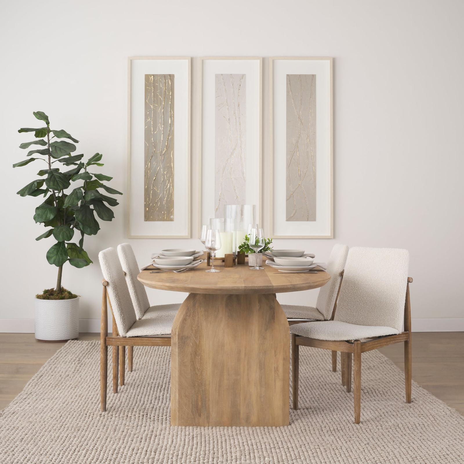 Mercana Cavett Cream Boucle Upholstered Seat W/Light Brown Wood Frame Dining Chair