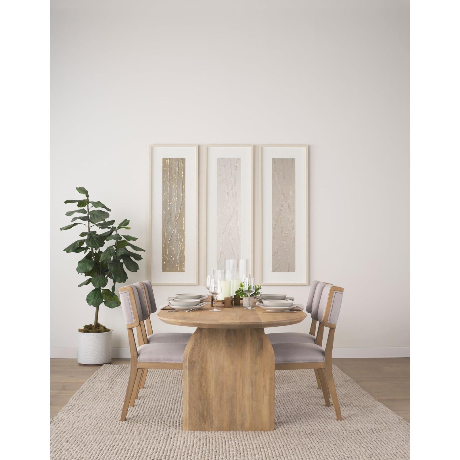 Mercana Tenton Grey Fabric Wrap Brown Wooden Base Dining Chair Clearance