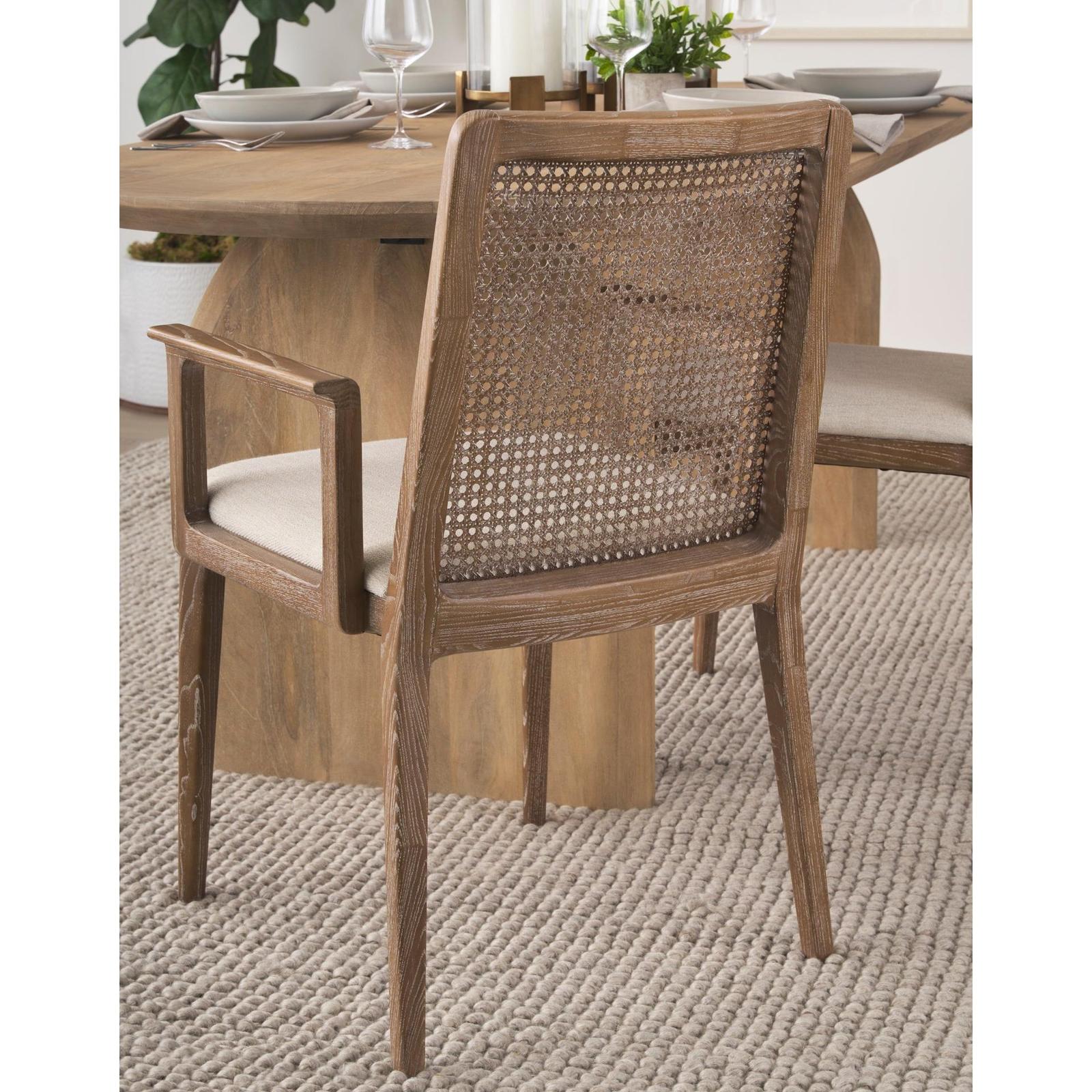 Mercana Clara Wood W/ Cream Fabric Seat and Cane Back Dining Chair