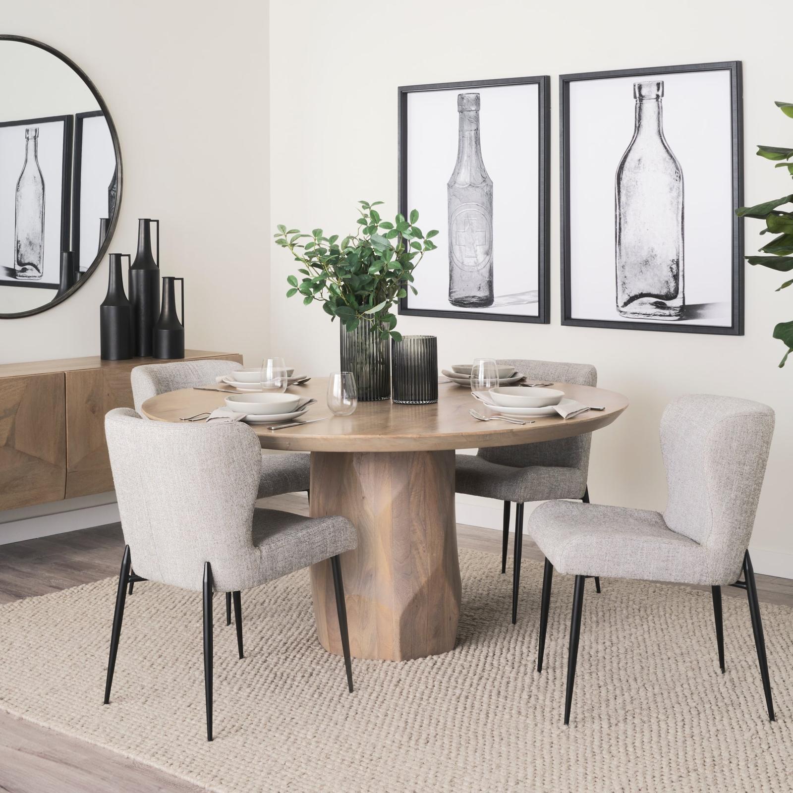 Mercana Hartt Dining Chair W/ Matte Black Metal Frame and Gray Fabric Clearance