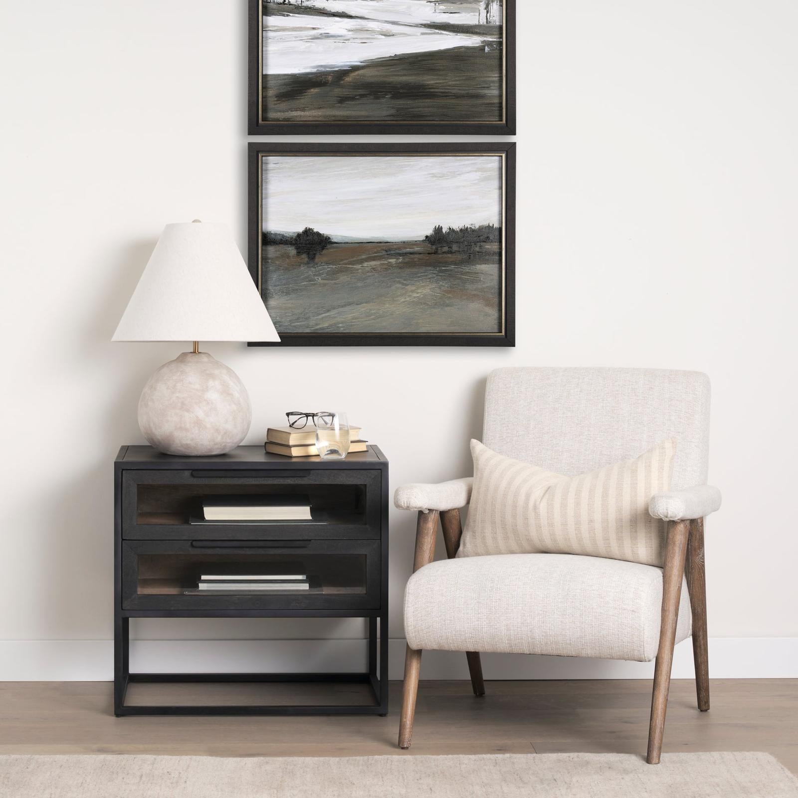 Mercana Nico Oatmeal Upholstered w/ Brown Wood Accent Chair Clearance