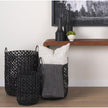 Mercana Lola Black Water Hyacinth Zig Zag Weave Round Basket W/ Handles - Set of 3 Clearance
