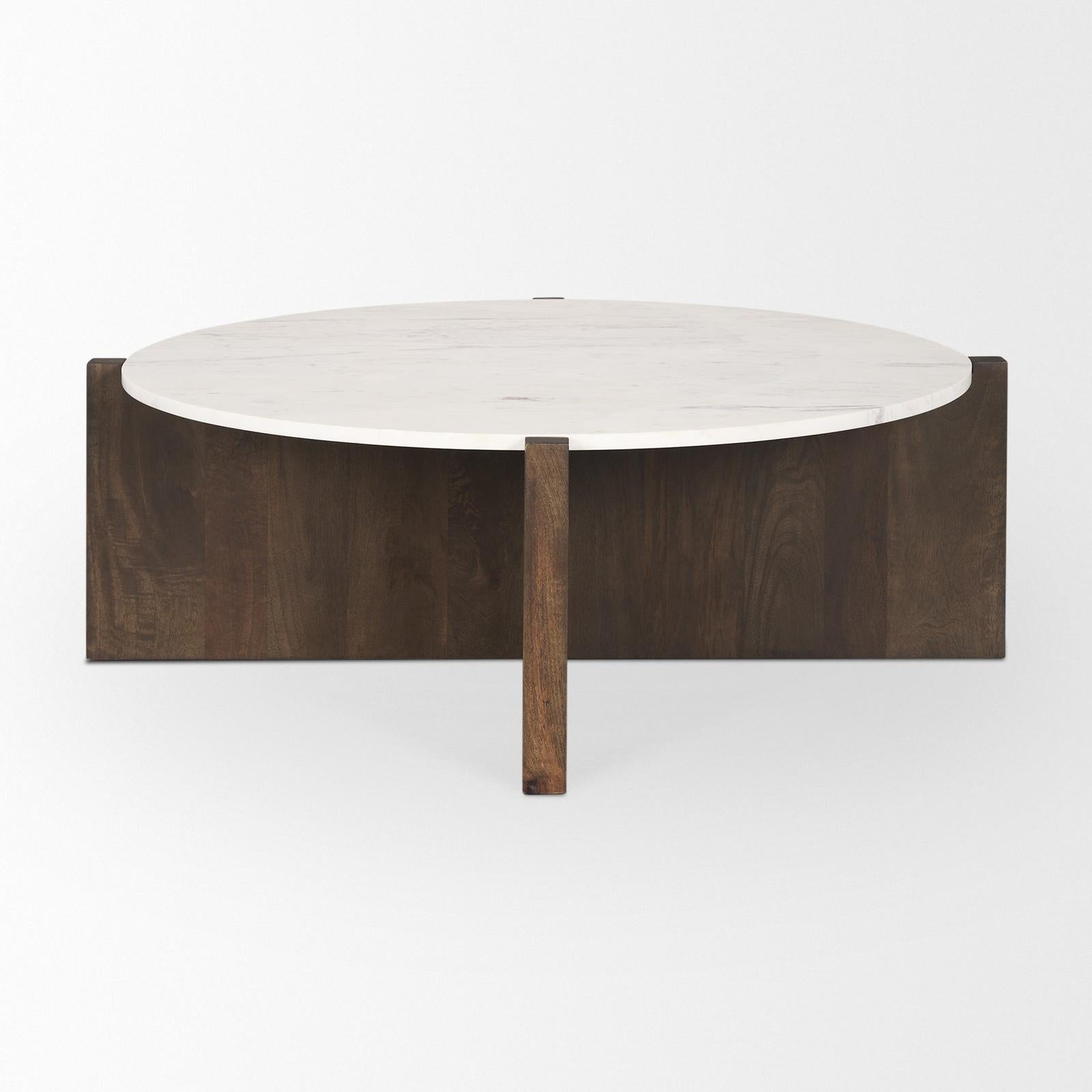 Mercana Bianca Wood w/ Marble Round Top Coffee Table