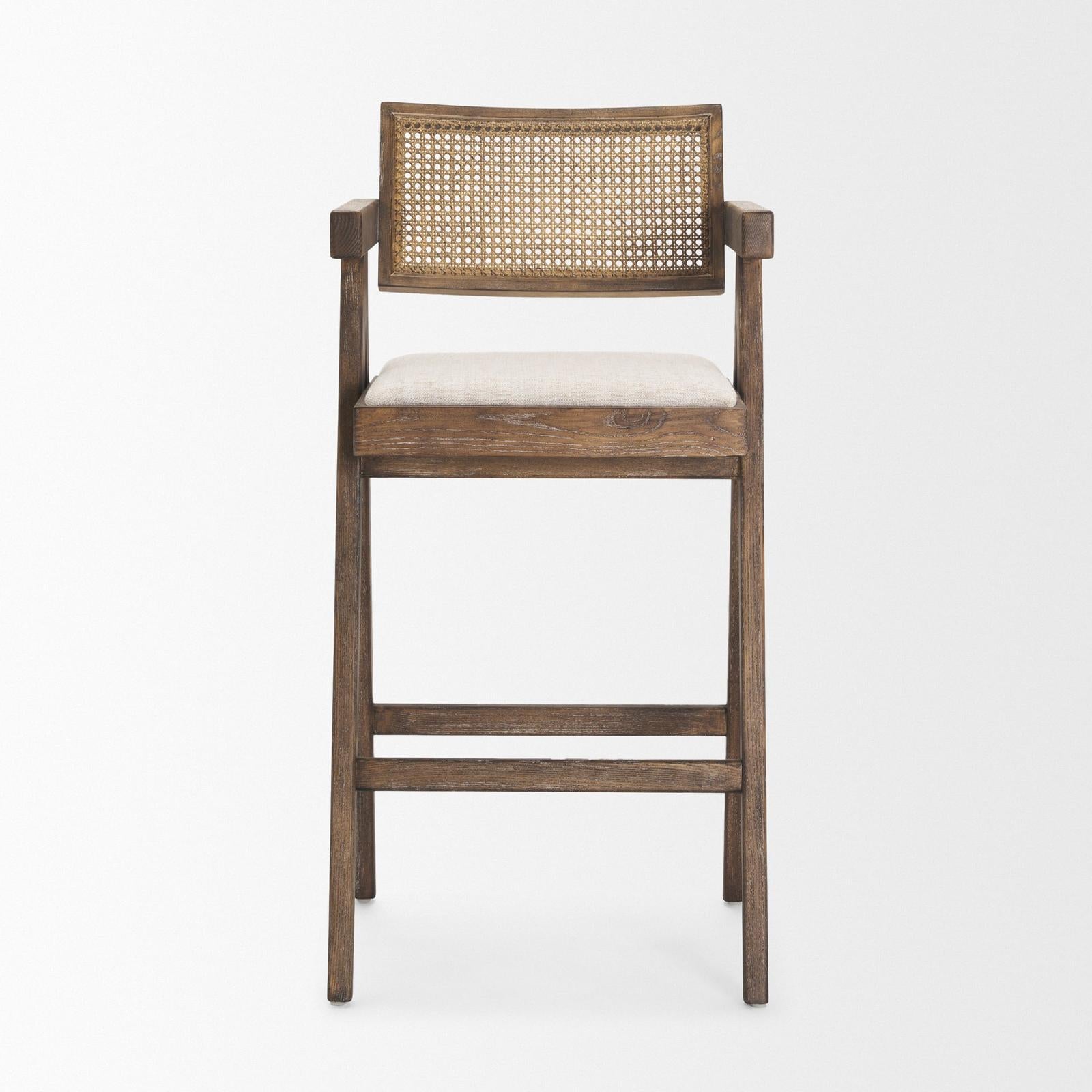 Mercana Indie Medium Brown Wood w/ Cane Bar Stool Clearance