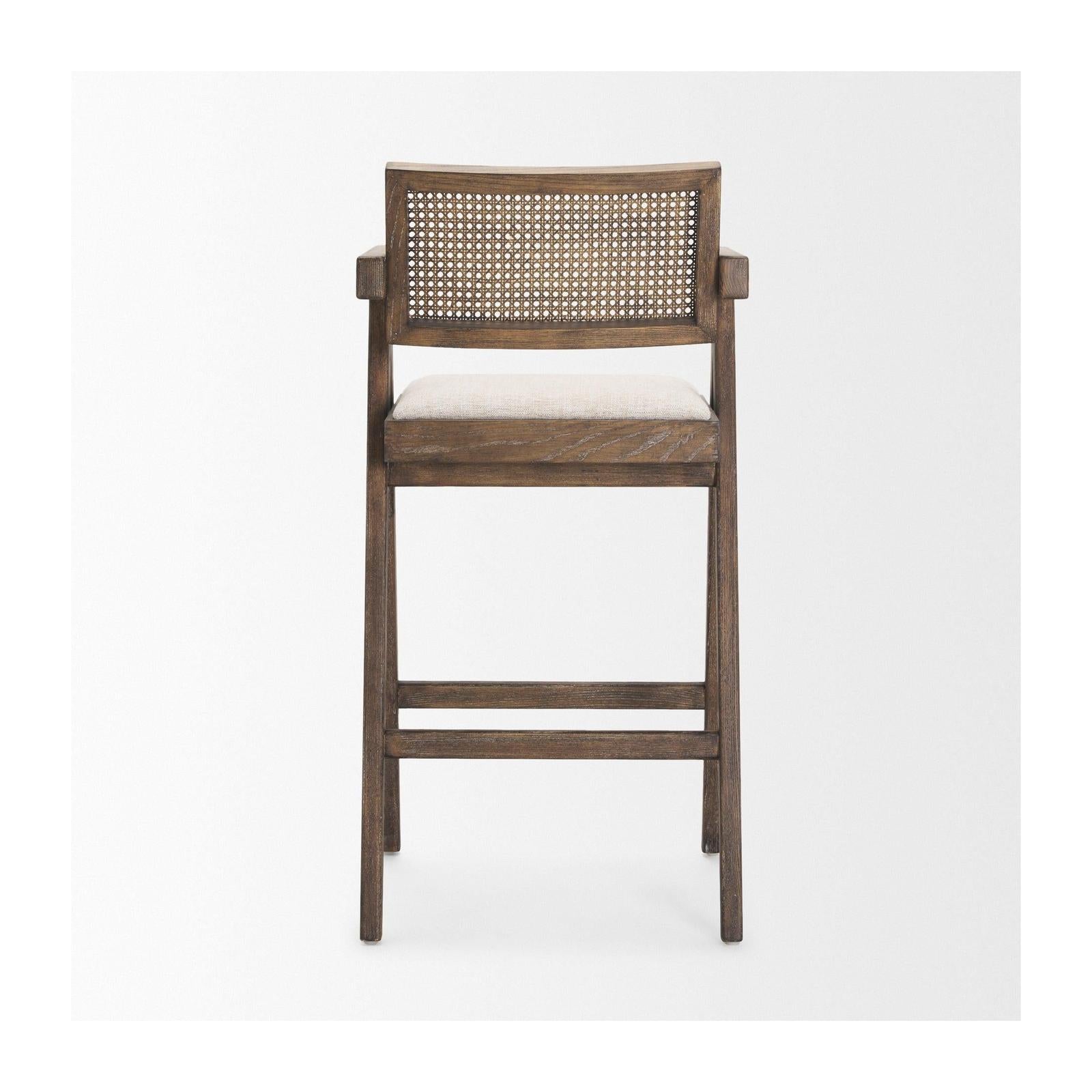 Mercana Indie Medium Brown Wood w/ Cane Bar Stool Clearance