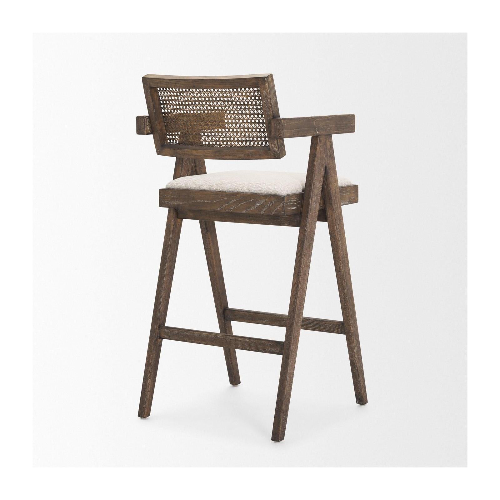 Mercana Indie Medium Brown Wood w/ Cane Bar Stool Clearance