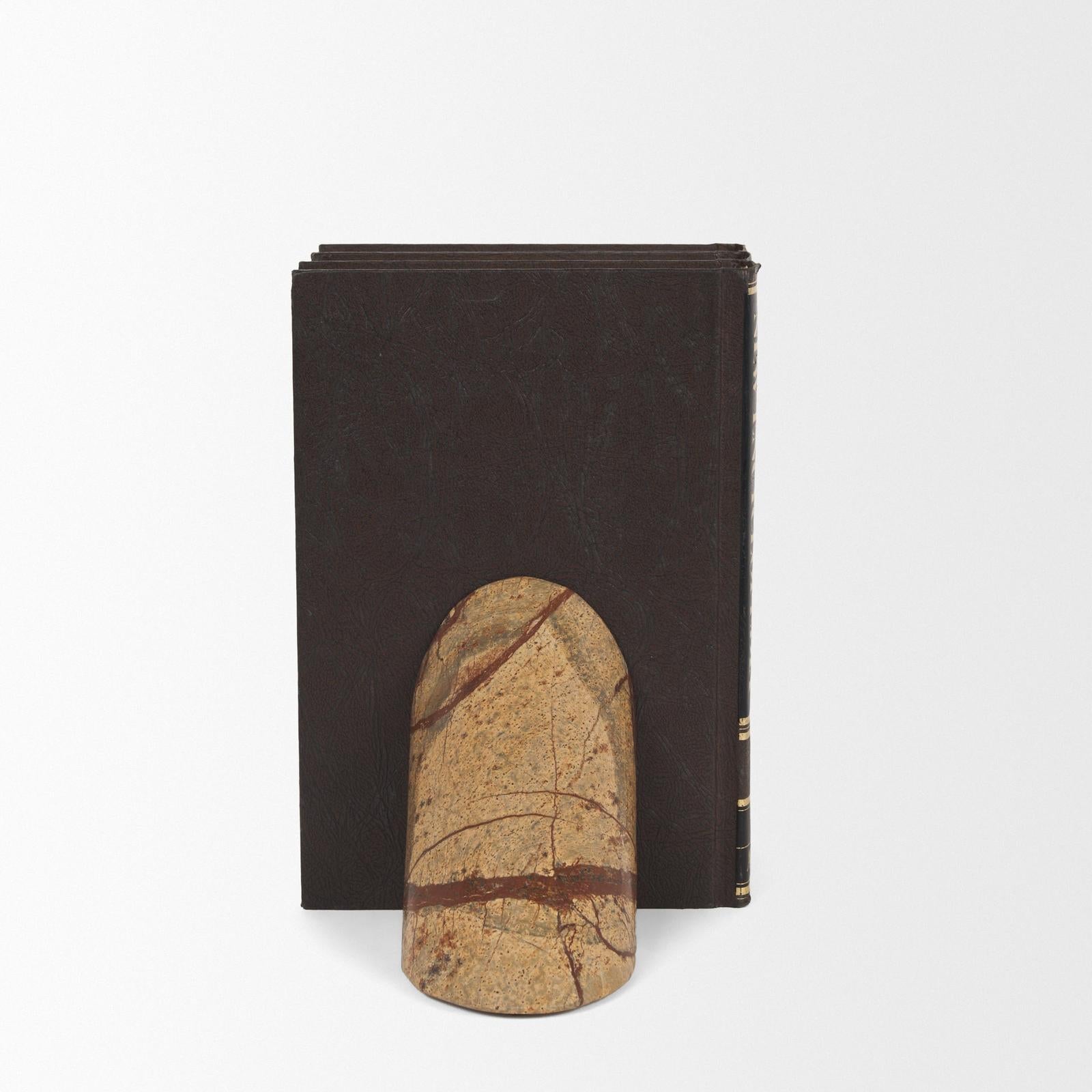 Mercana Rahima Brown Forest Marble Angled Bookends