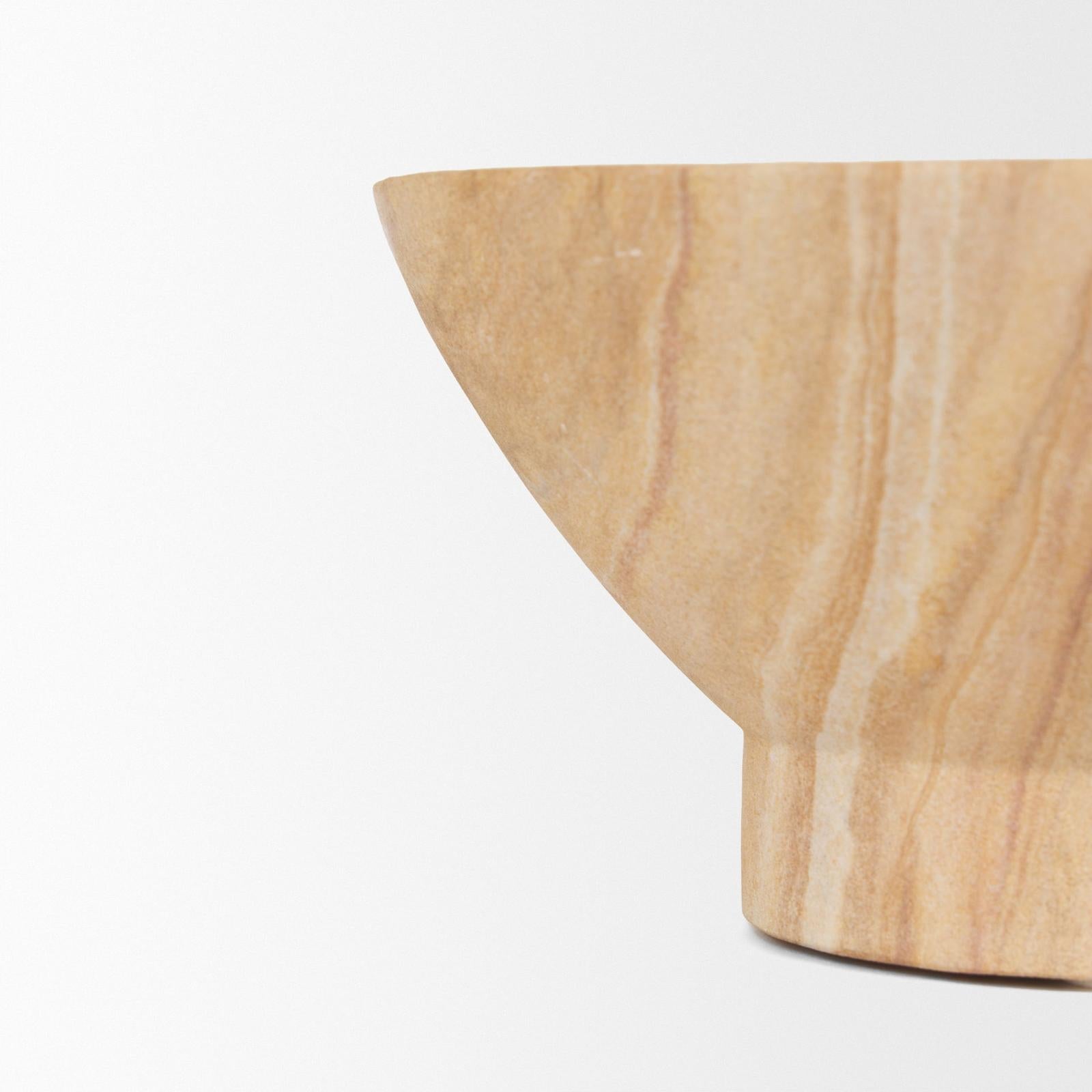 Mercana Ramira Beige Sandstone Decorative Pedestal Bowl