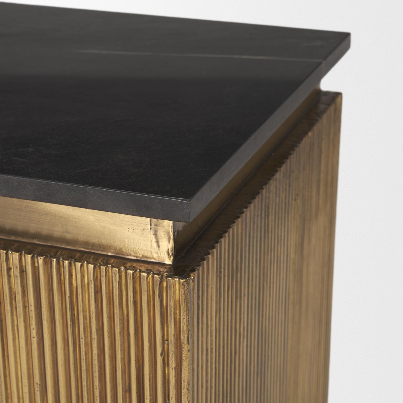 Mercana Satima Marble w/ Gold Metal Square Fluted Accent Table