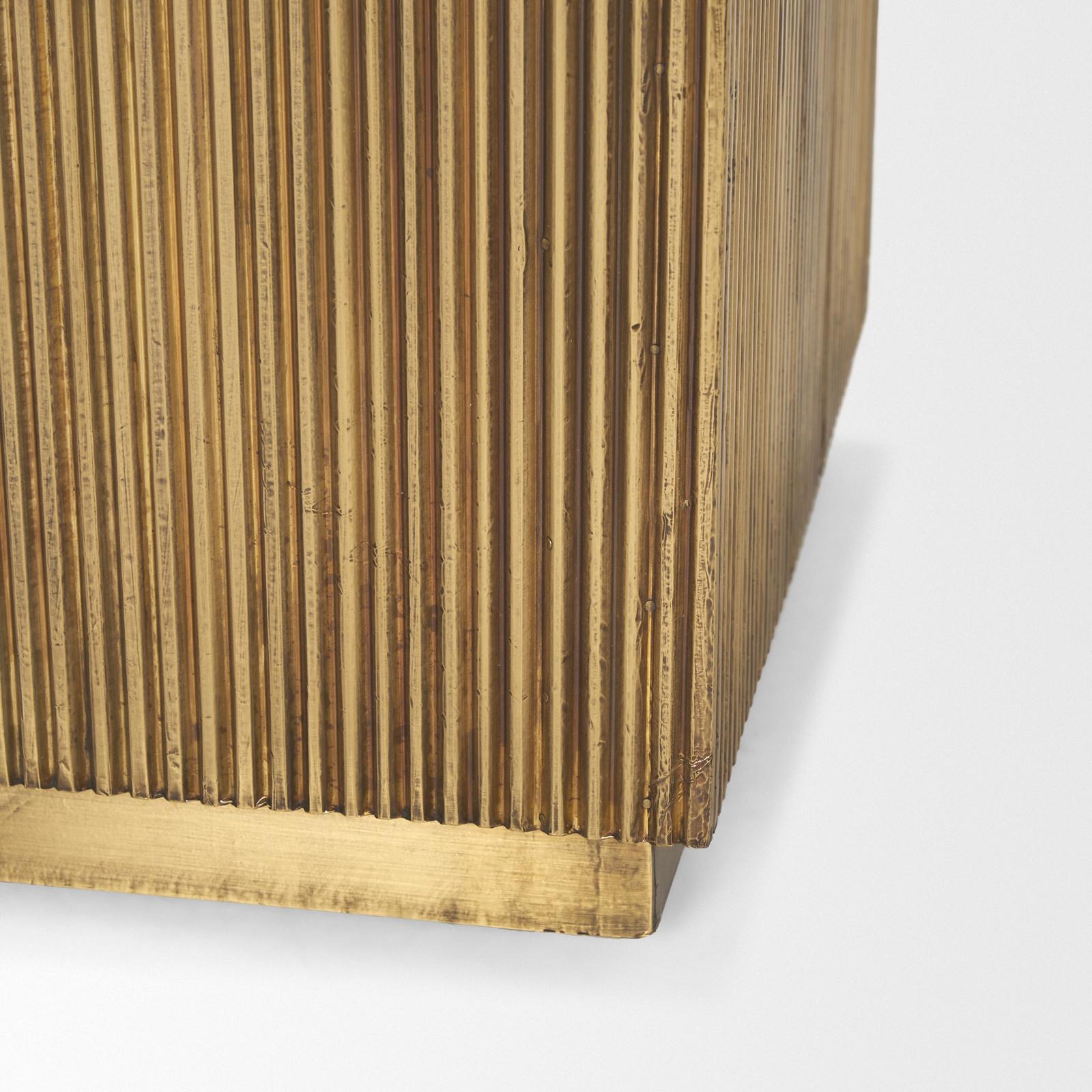 Mercana Satima Marble w/ Gold Metal Square Fluted Accent Table
