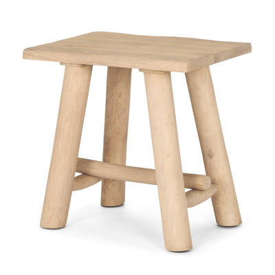 Mercana Sekou Light Brown Short Wooden Craftsman Stool Clearance