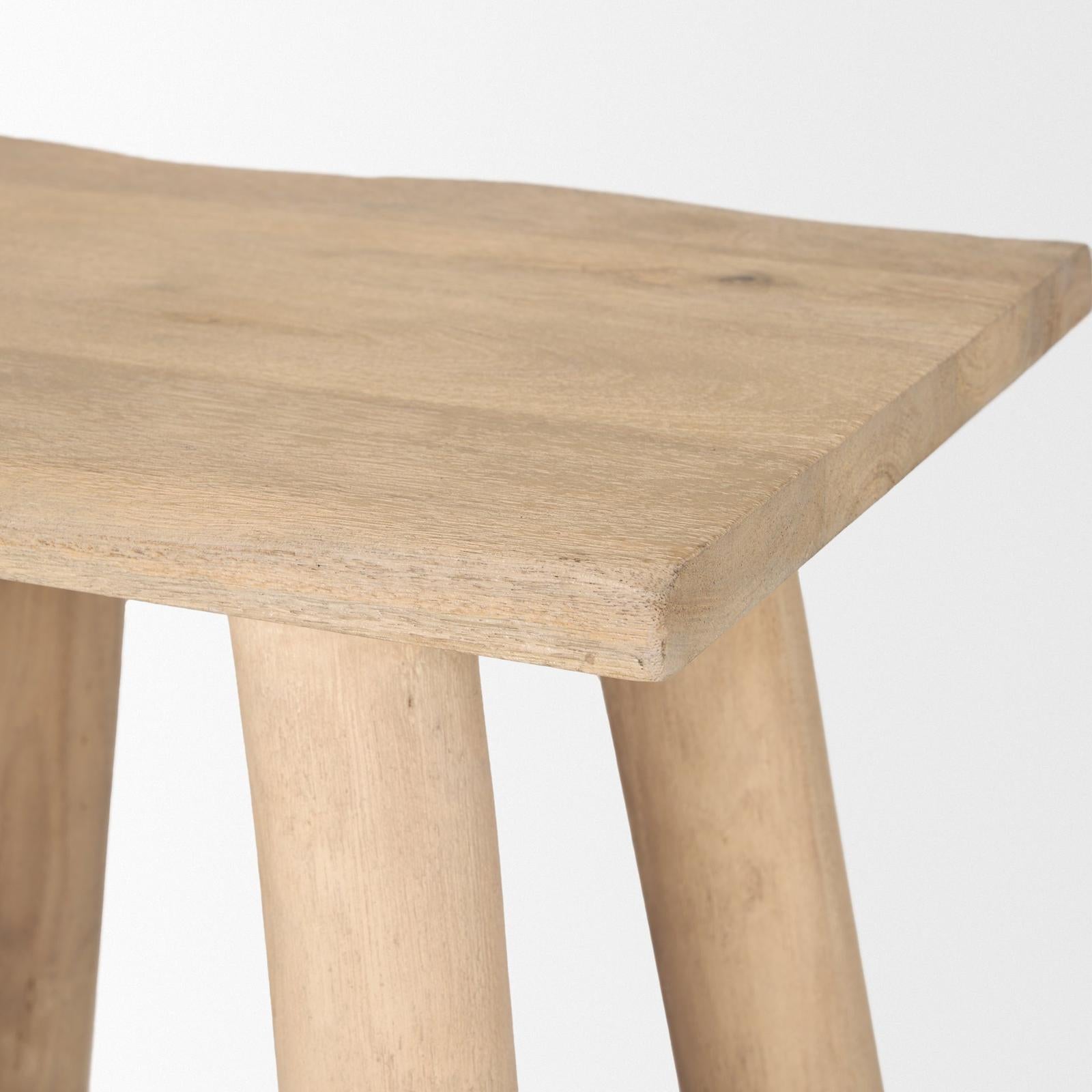 Mercana Sekou Light Brown Short Wooden Craftsman Stool Clearance