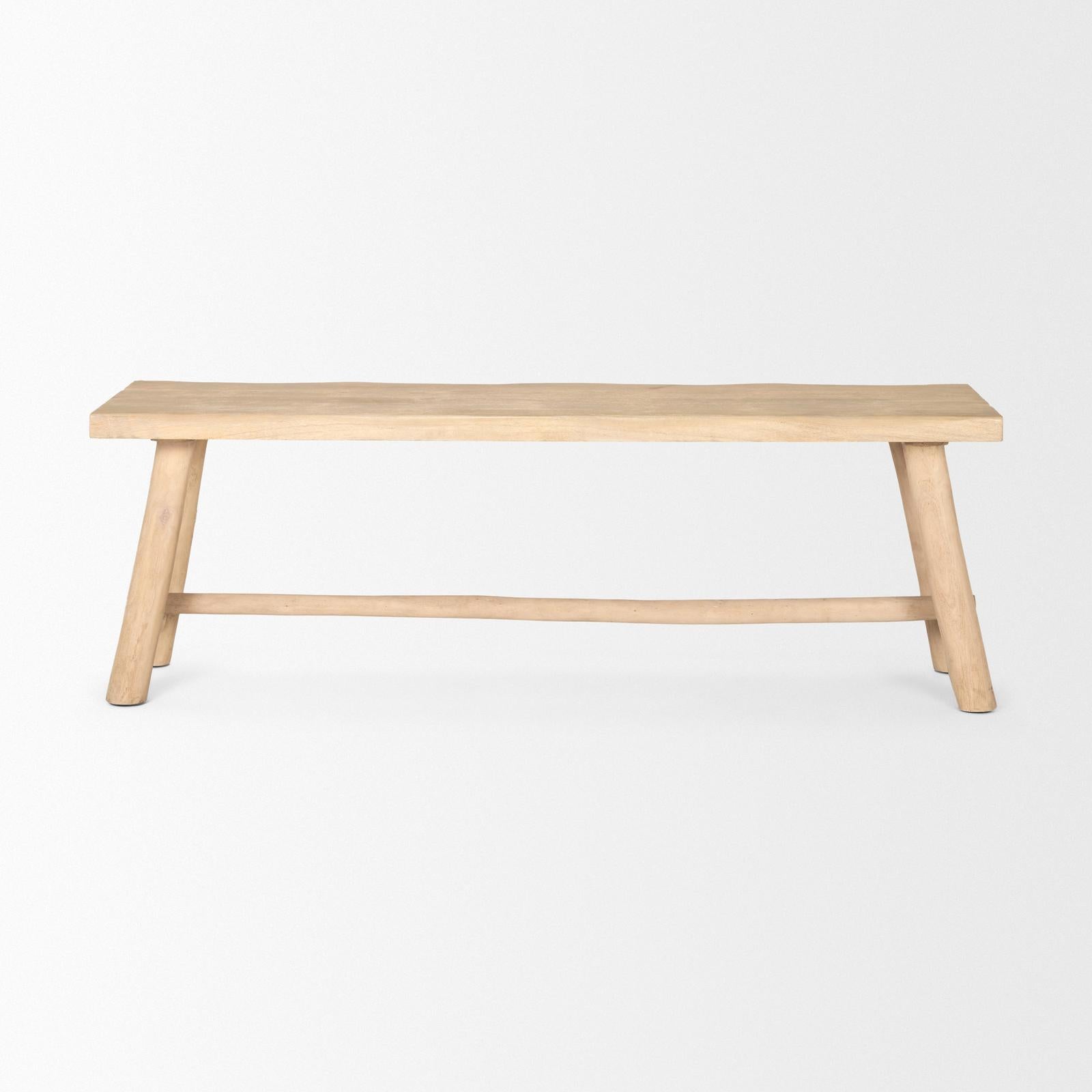 Mercana Sekou Light Brown Wooden Craftsman Bench Clearance
