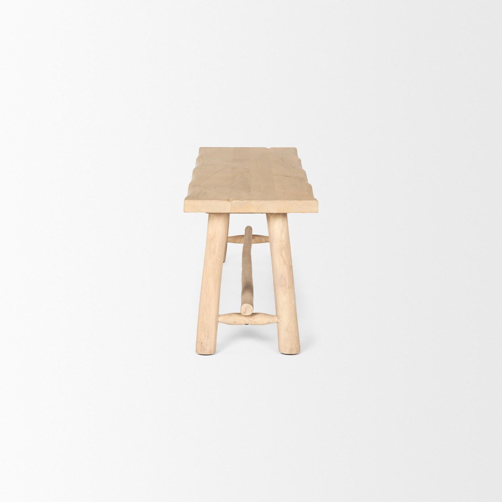 Mercana Sekou Light Brown Wooden Craftsman Bench Clearance