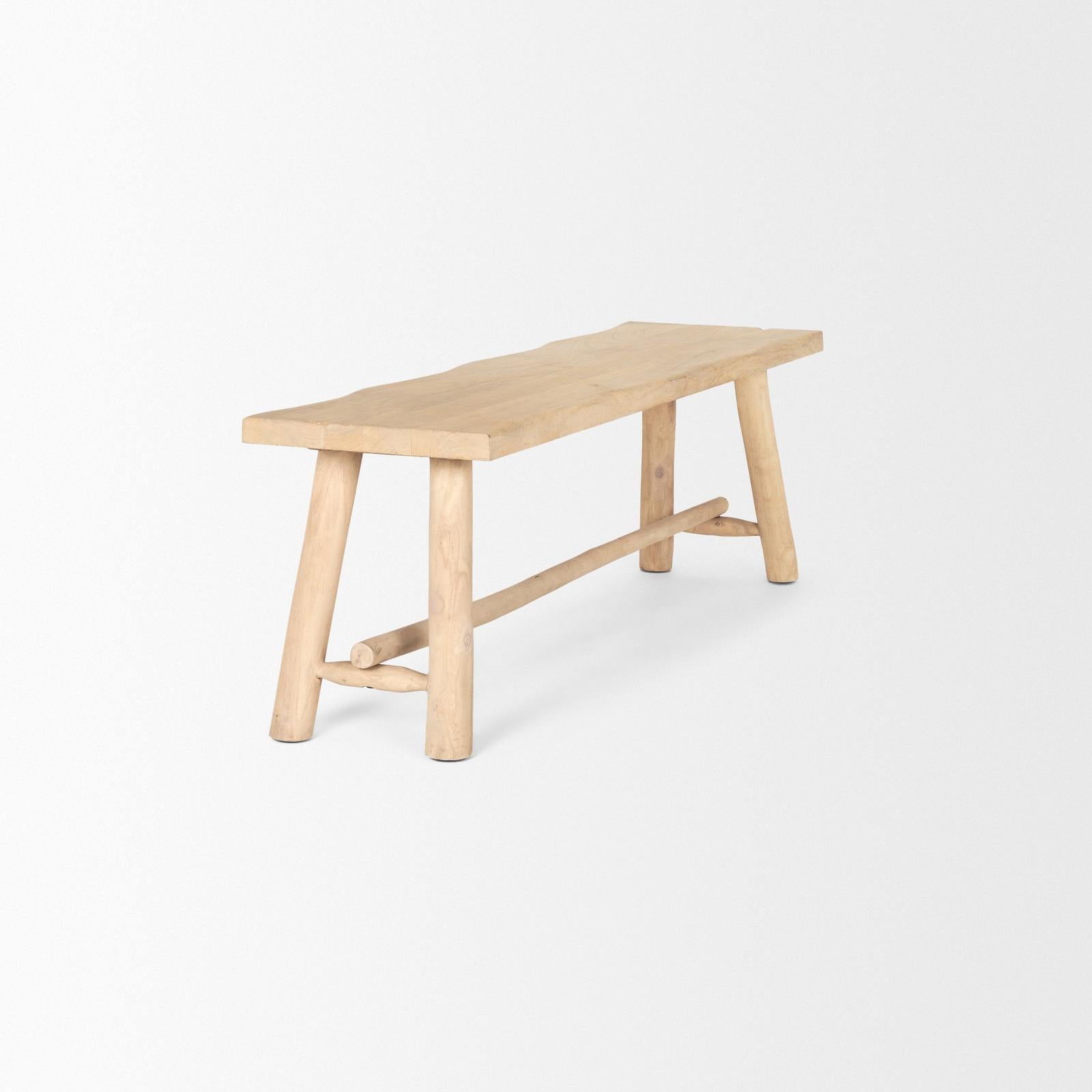 Mercana Sekou Light Brown Wooden Craftsman Bench Clearance