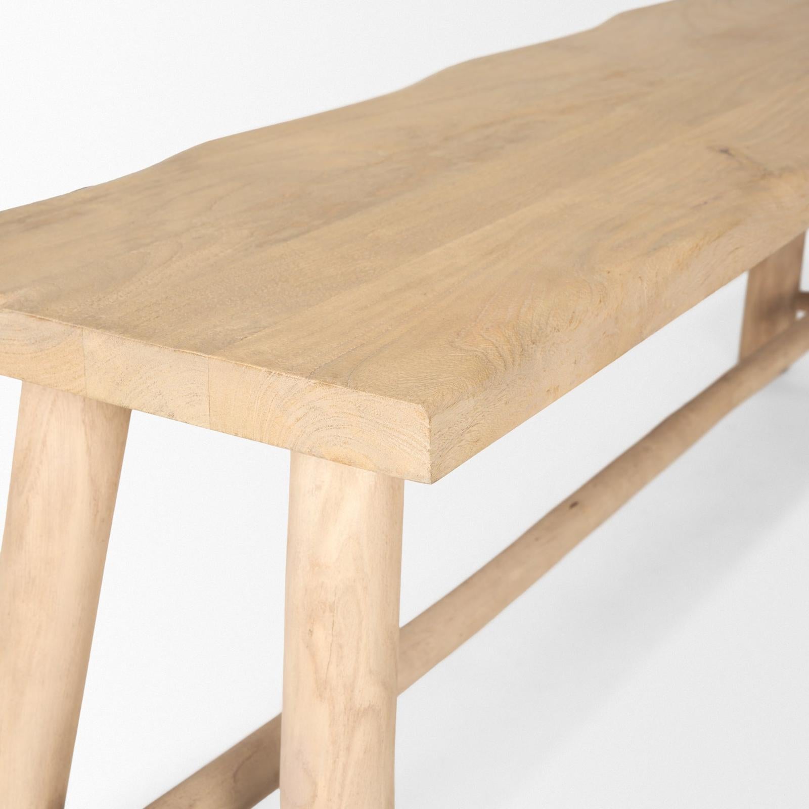 Mercana Sekou Light Brown Wooden Craftsman Bench Clearance