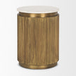 Mercana Satima Marble w/ Gold Metal Square Fluted Accent Table