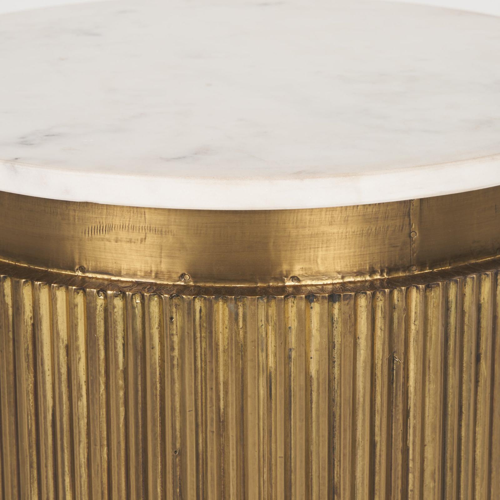 Mercana Satima Marble w/ Gold Metal Square Fluted Accent Table
