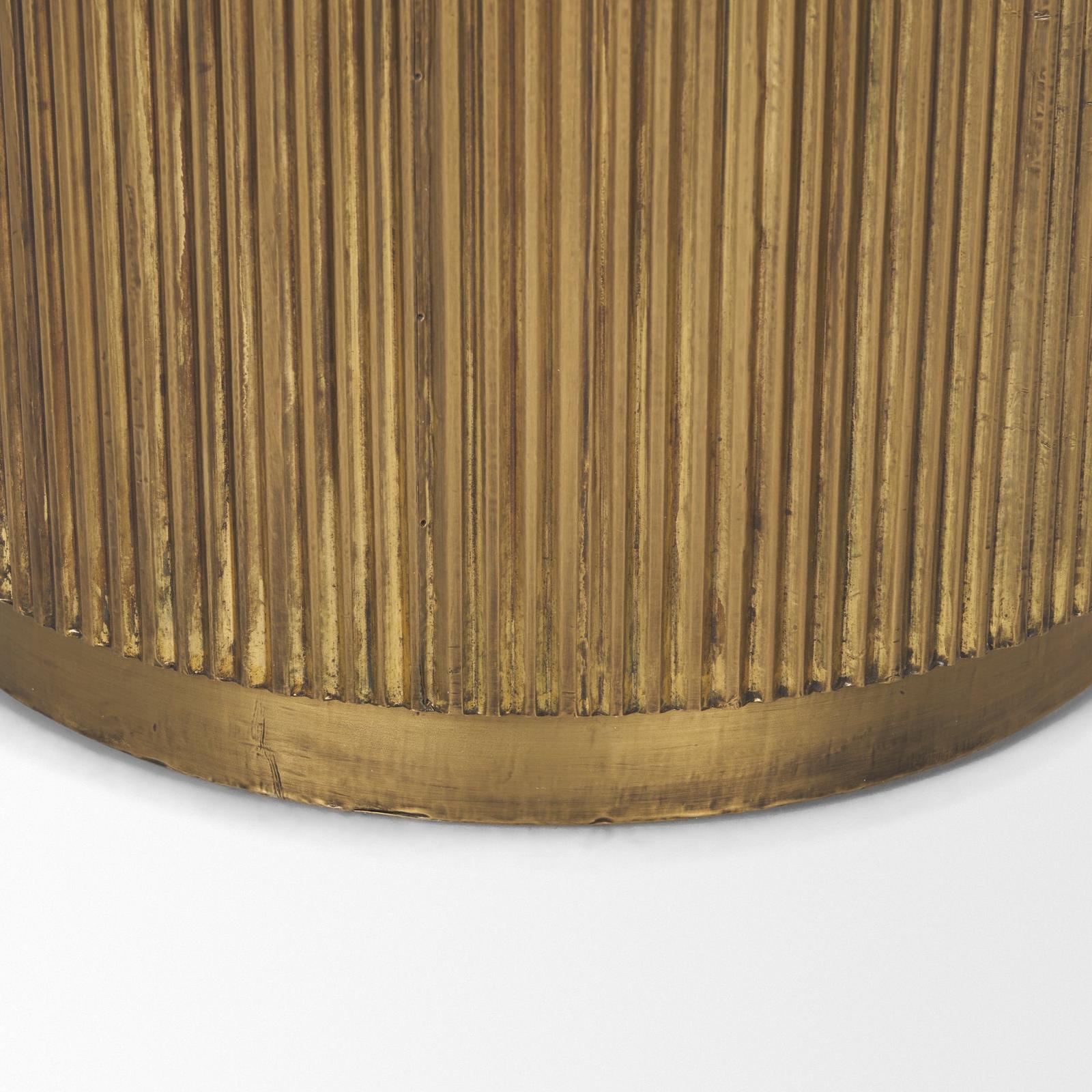Mercana Satima Marble w/ Gold Metal Square Fluted Accent Table