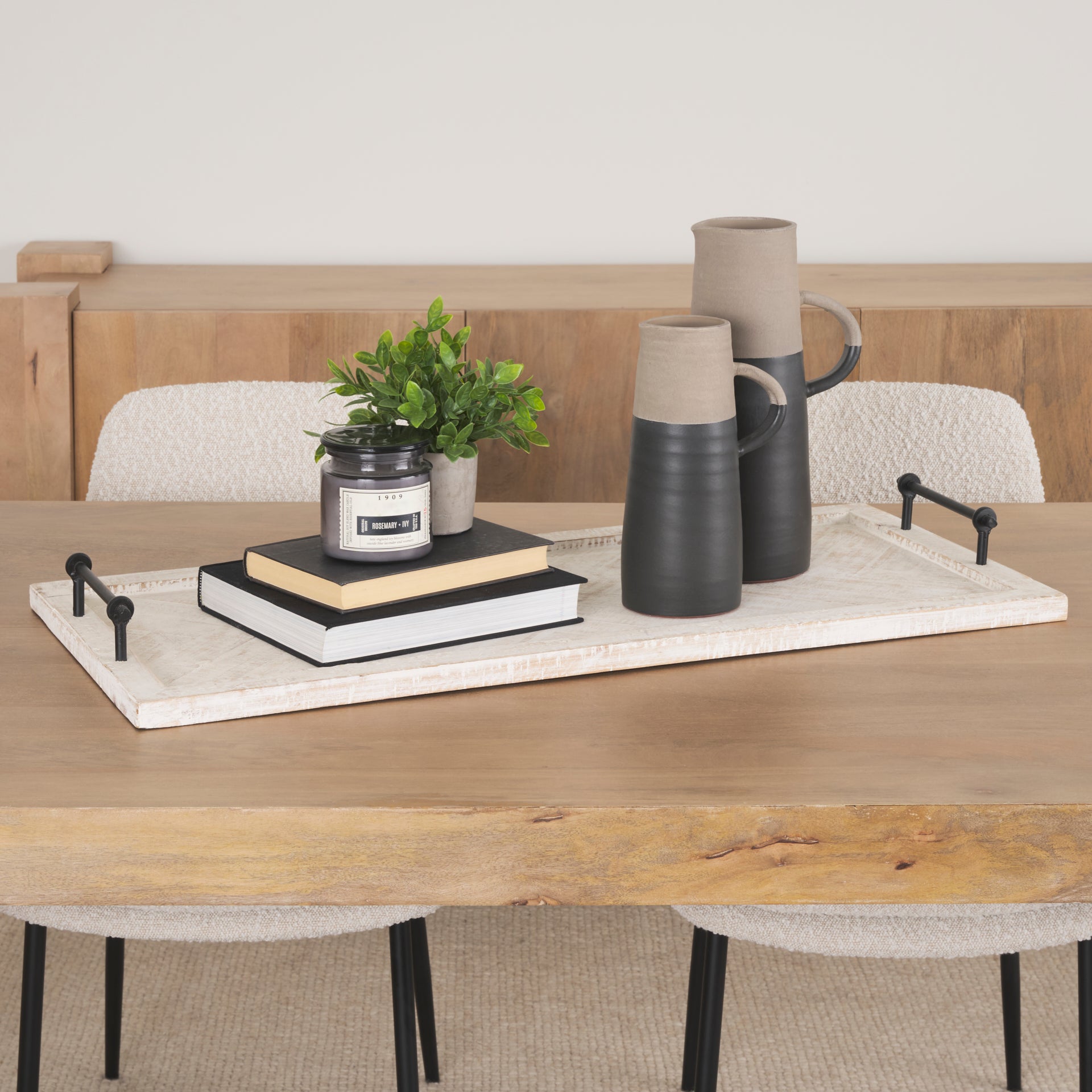 Mercana Alfred Natural Wooden Herringbone Rectangular Tray