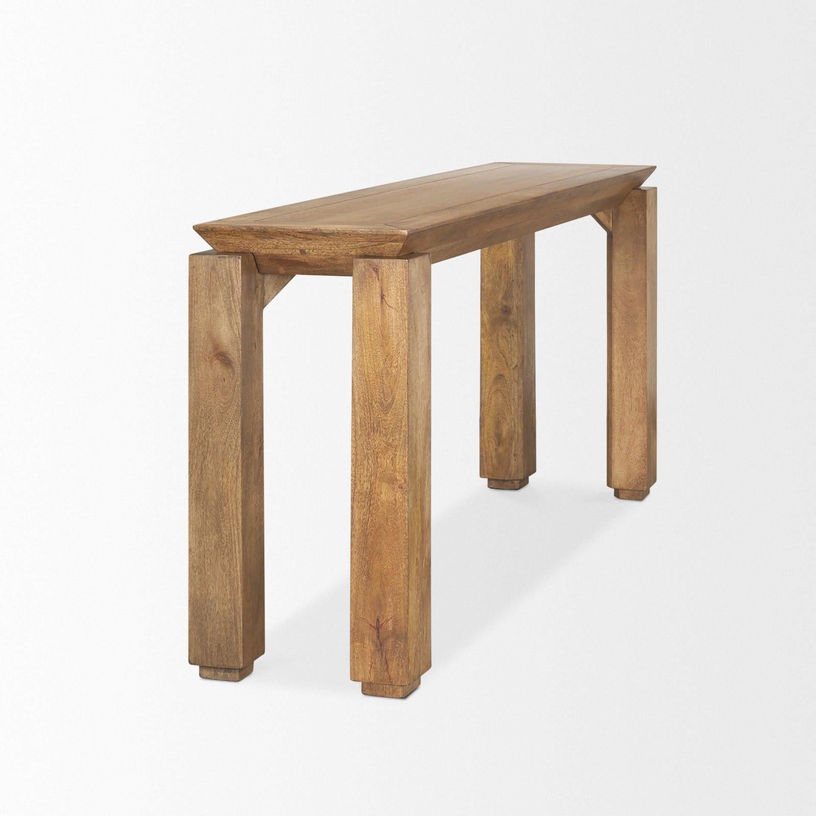 Mercana Sapphira Brown Wood Tapered Top Console Table
