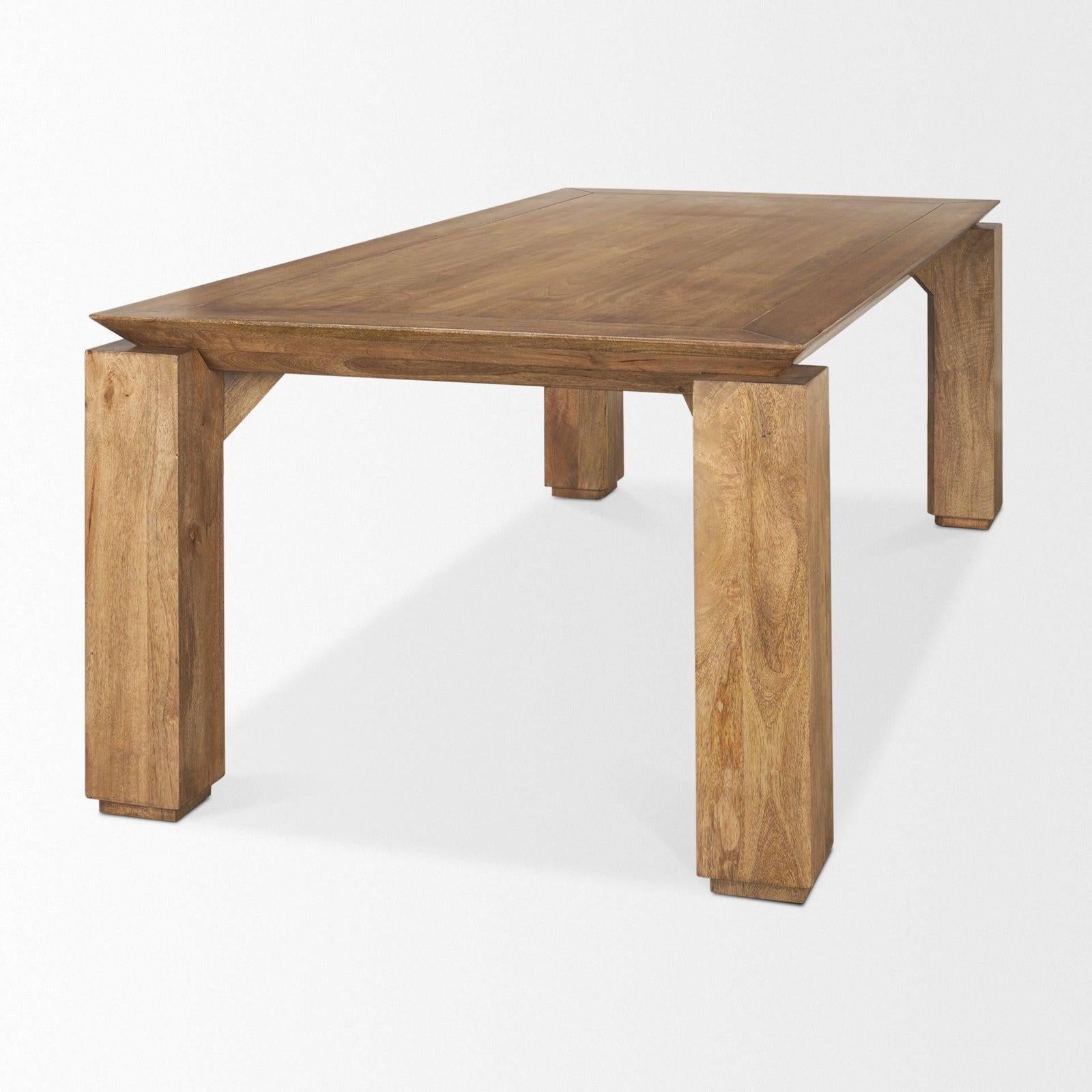 Mercana Sapphira Brown Wood Tapered Top Rectangular Dining Table