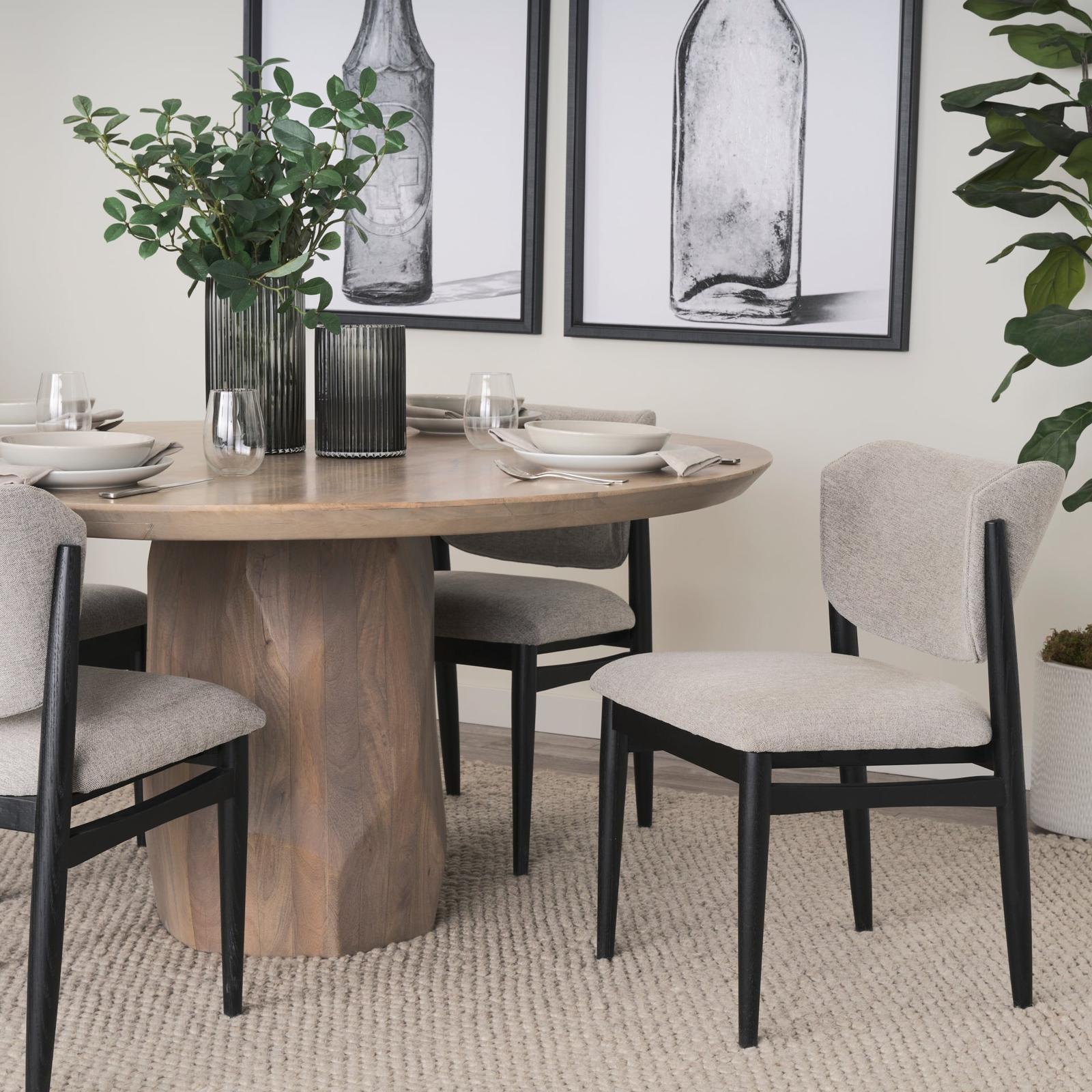 Mercana Cline Gray Fabric W/Black Wood Dining Chair