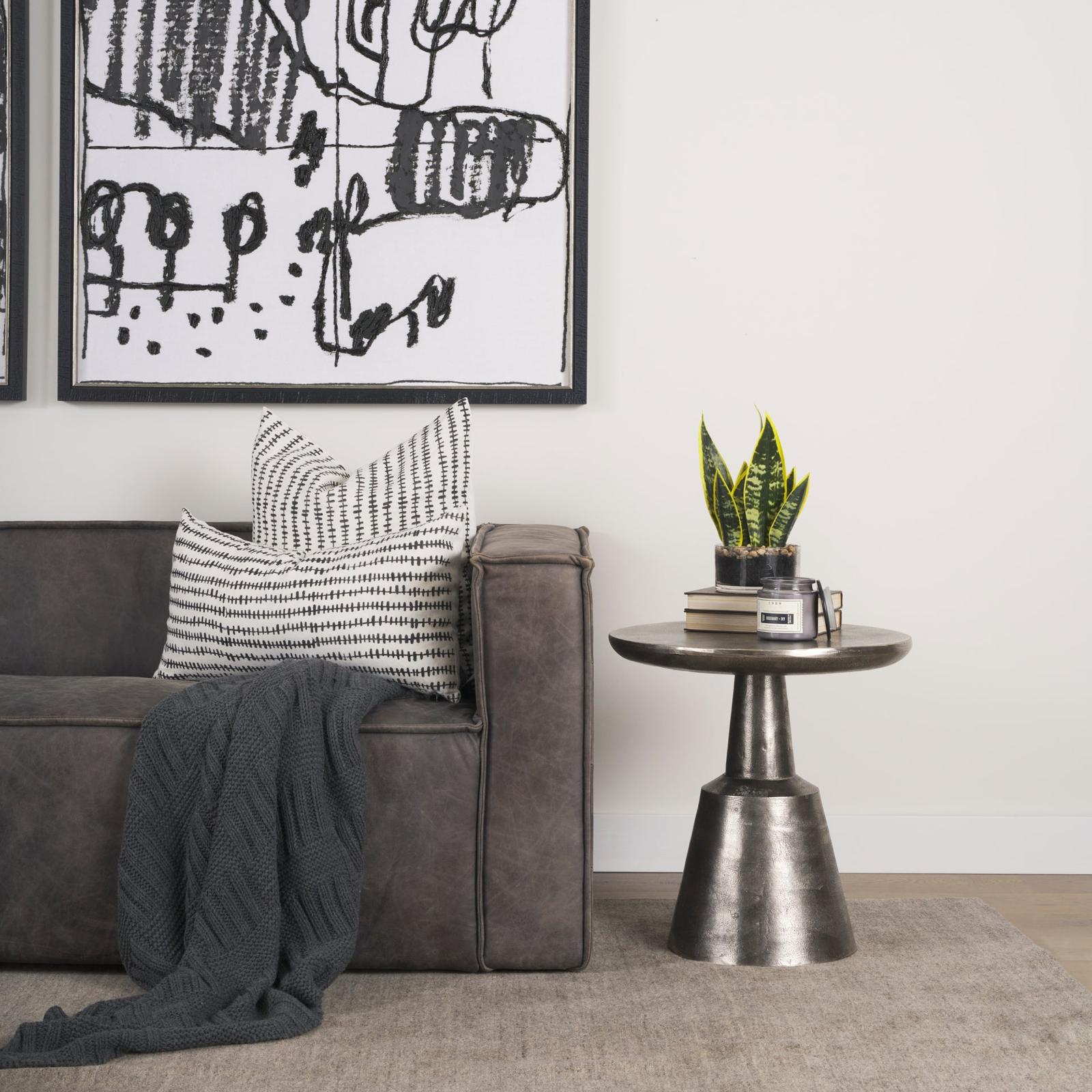 Mercana Bobbi Textured Polished Nickel Cast Aluminum Metal Accent Table