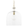 Mercana Sadah Clear Blown Glass w/ Gold Metal Pendant Light