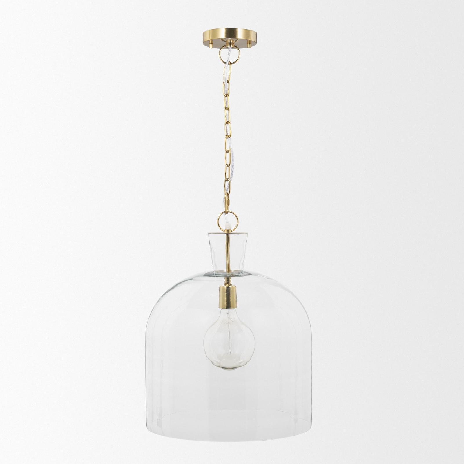 Mercana Sadah Clear Blown Glass w/ Gold Metal Pendant Light