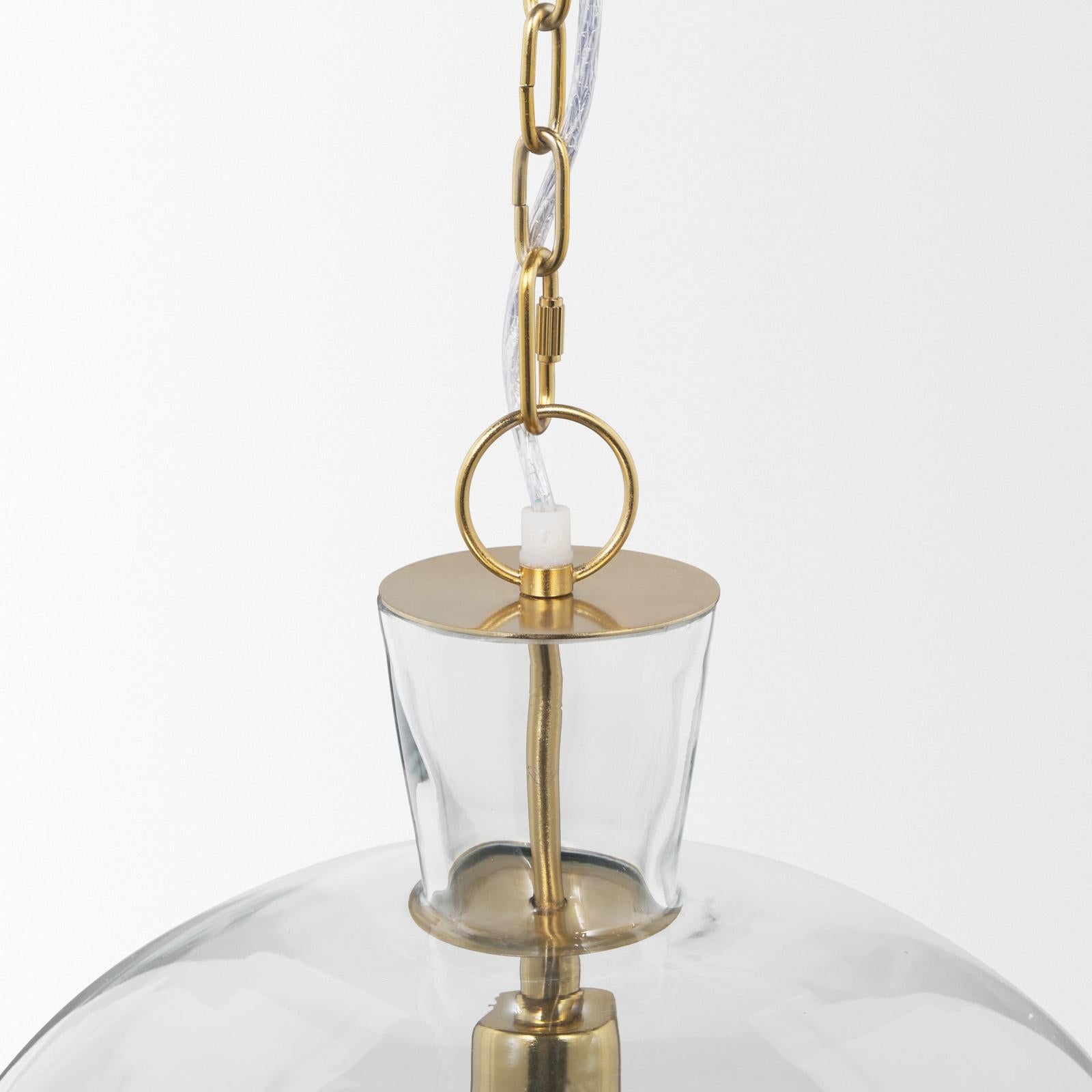 Mercana Sadah Clear Blown Glass w/ Gold Metal Pendant Light