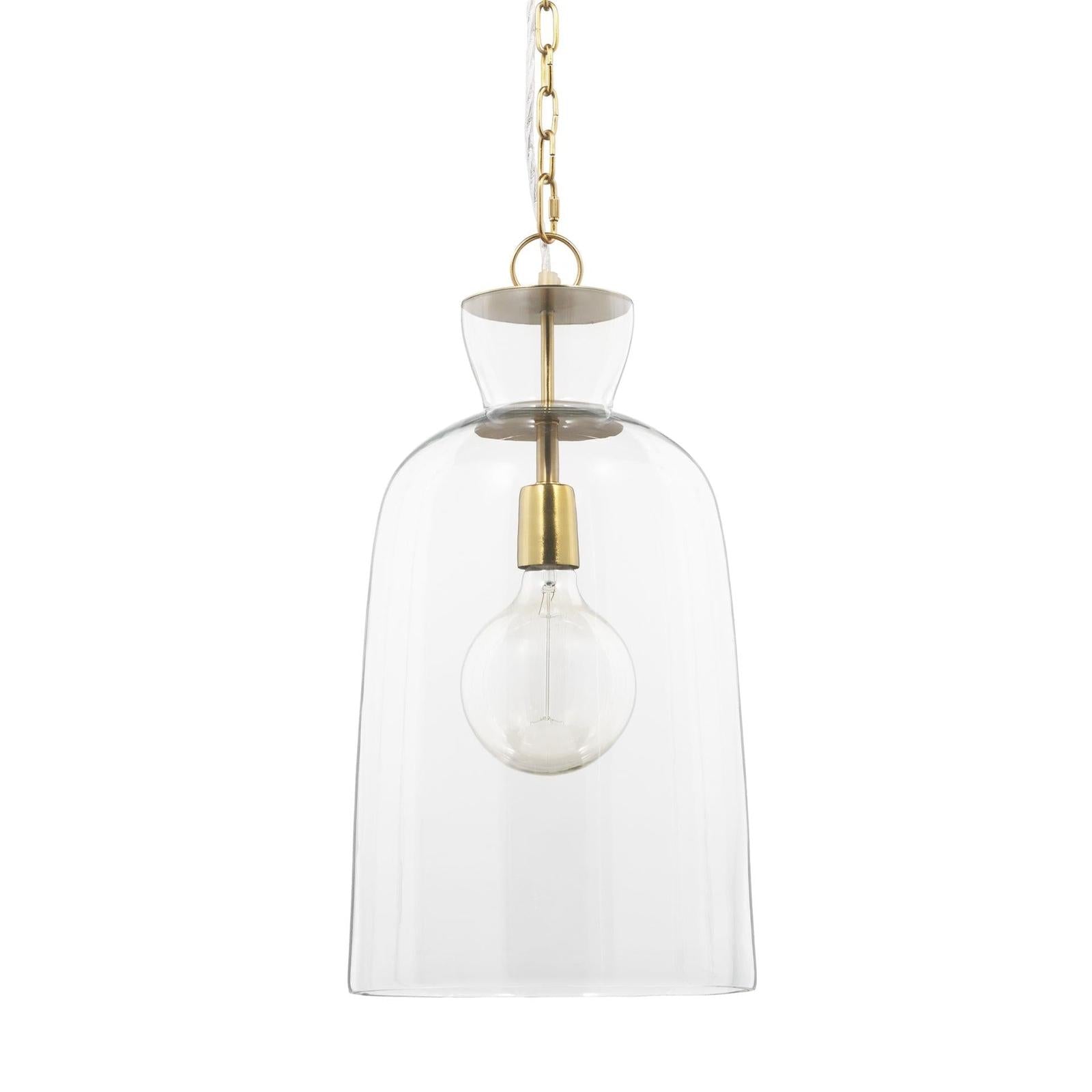 Mercana Sadah Clear Blown Glass w/ Gold Metal Pendant Light