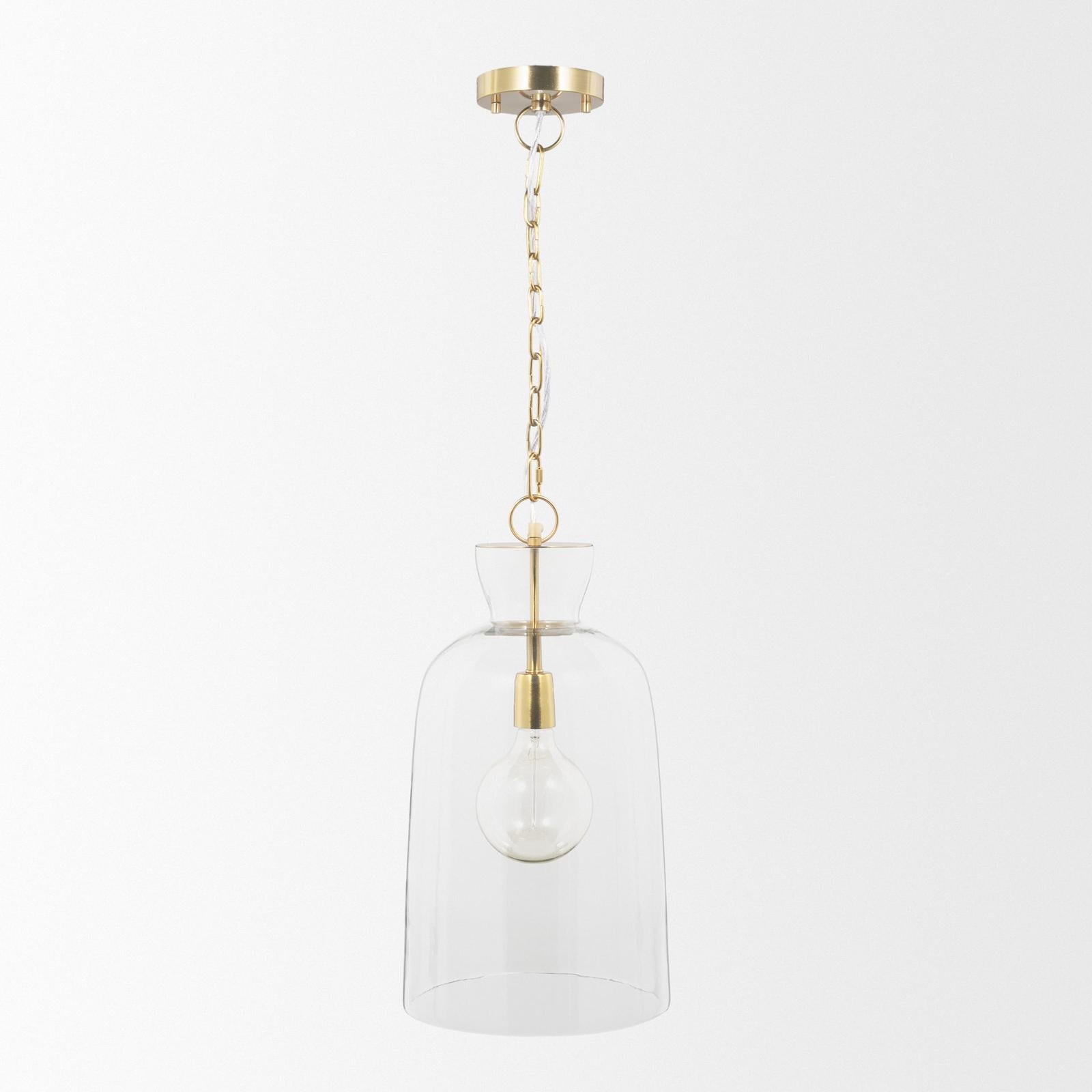 Mercana Sadah Clear Blown Glass w/ Gold Metal Pendant Light