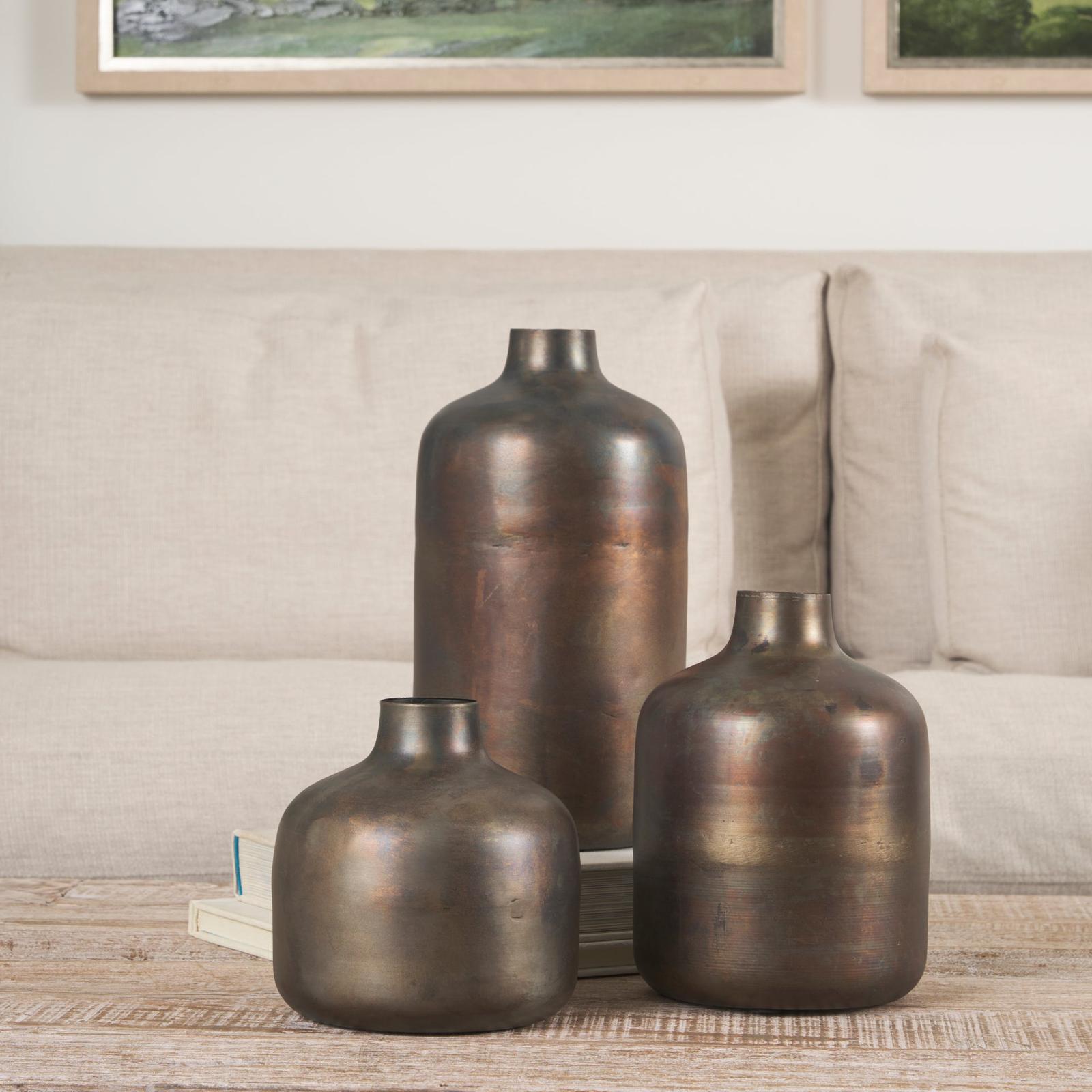 Mercana Daya Antiqued Gold Metal Vase