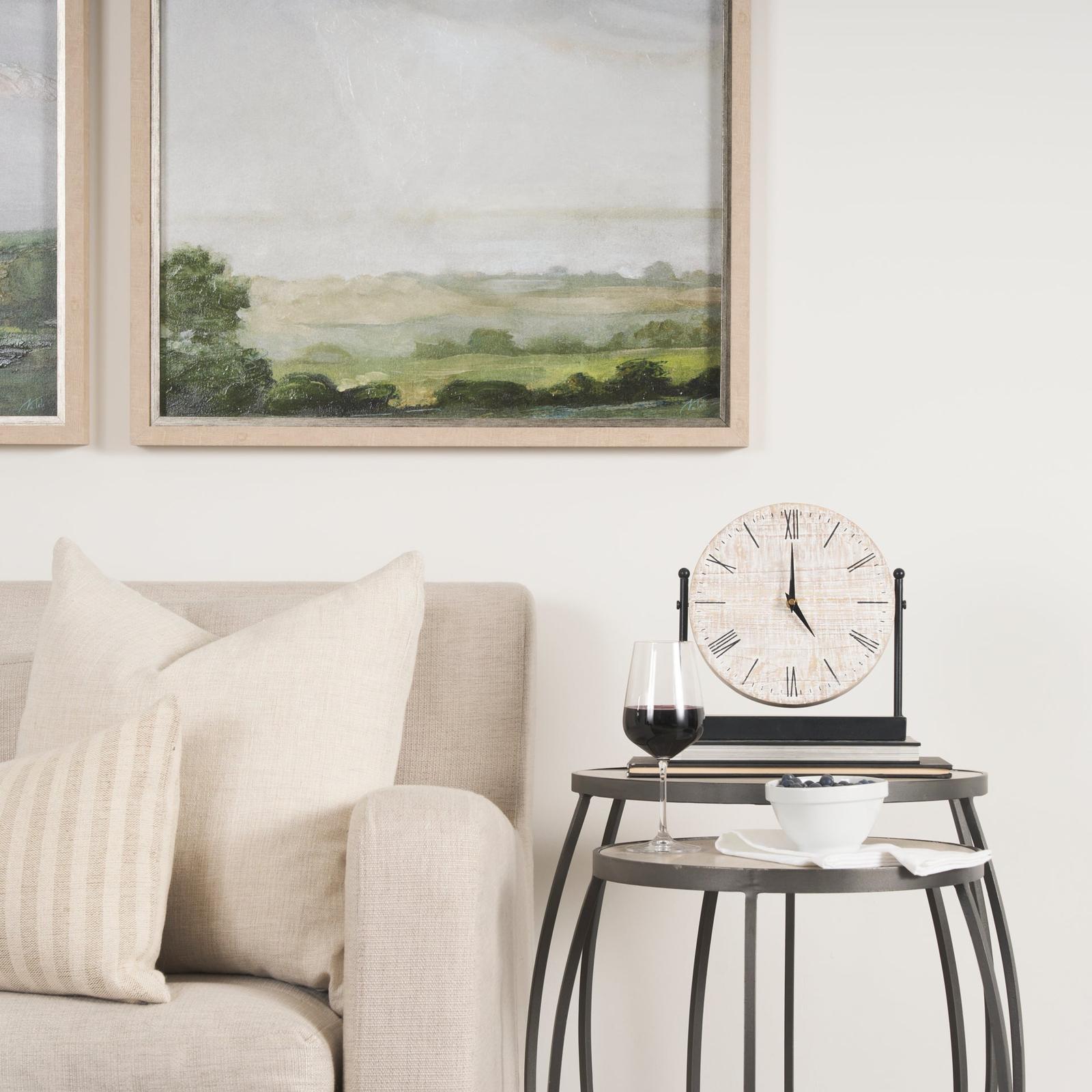 Mercana Raja Matte Black Metal w/ Wood Table Clock