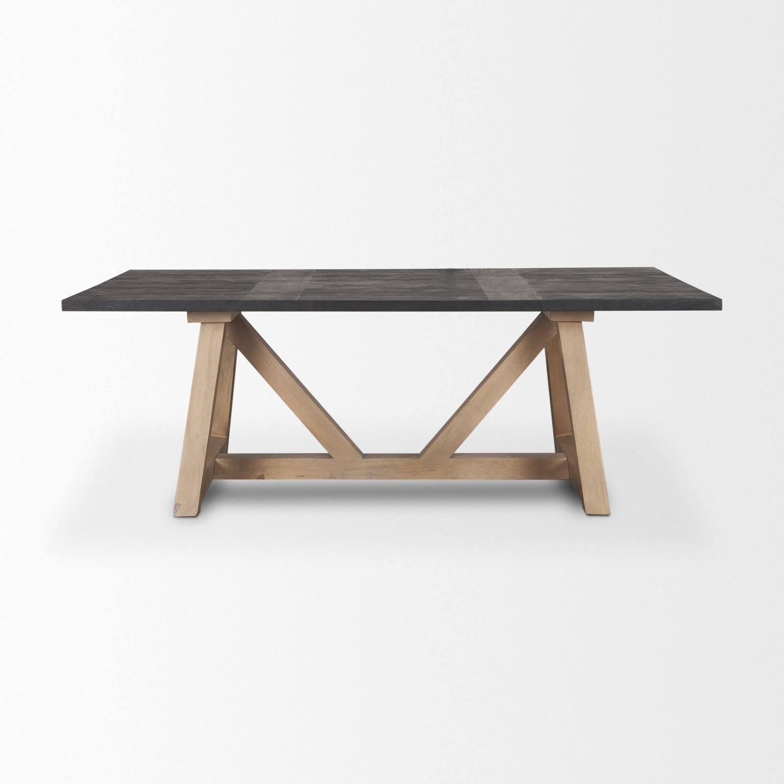 Mercana Rialto Rectangular Two-Tone Black and Brown Solid Wood Dining Table