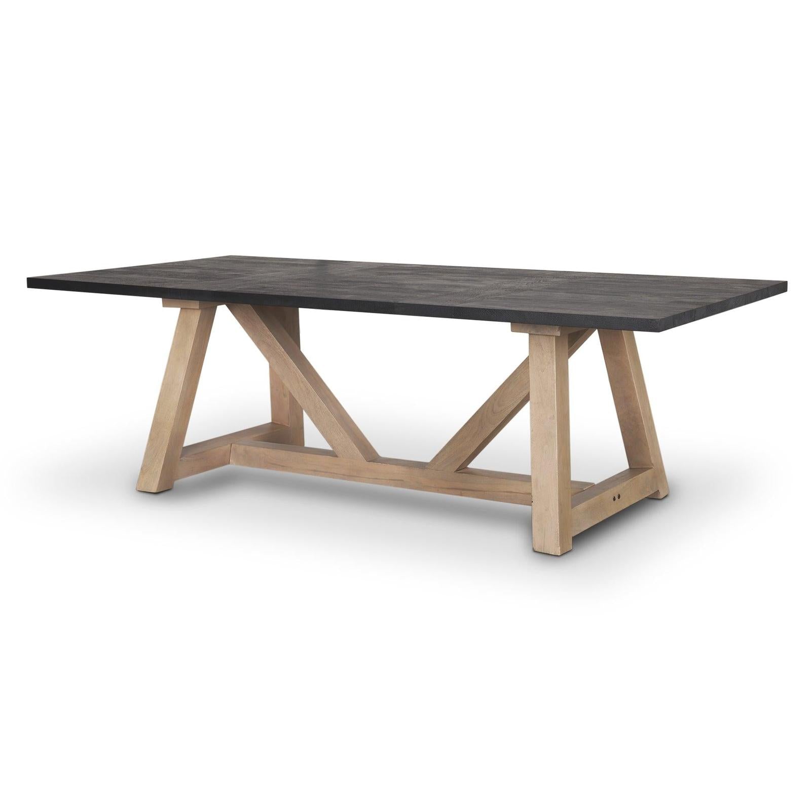 Mercana Rialto Rectangular Two-Tone Black and Brown Solid Wood Dining Table
