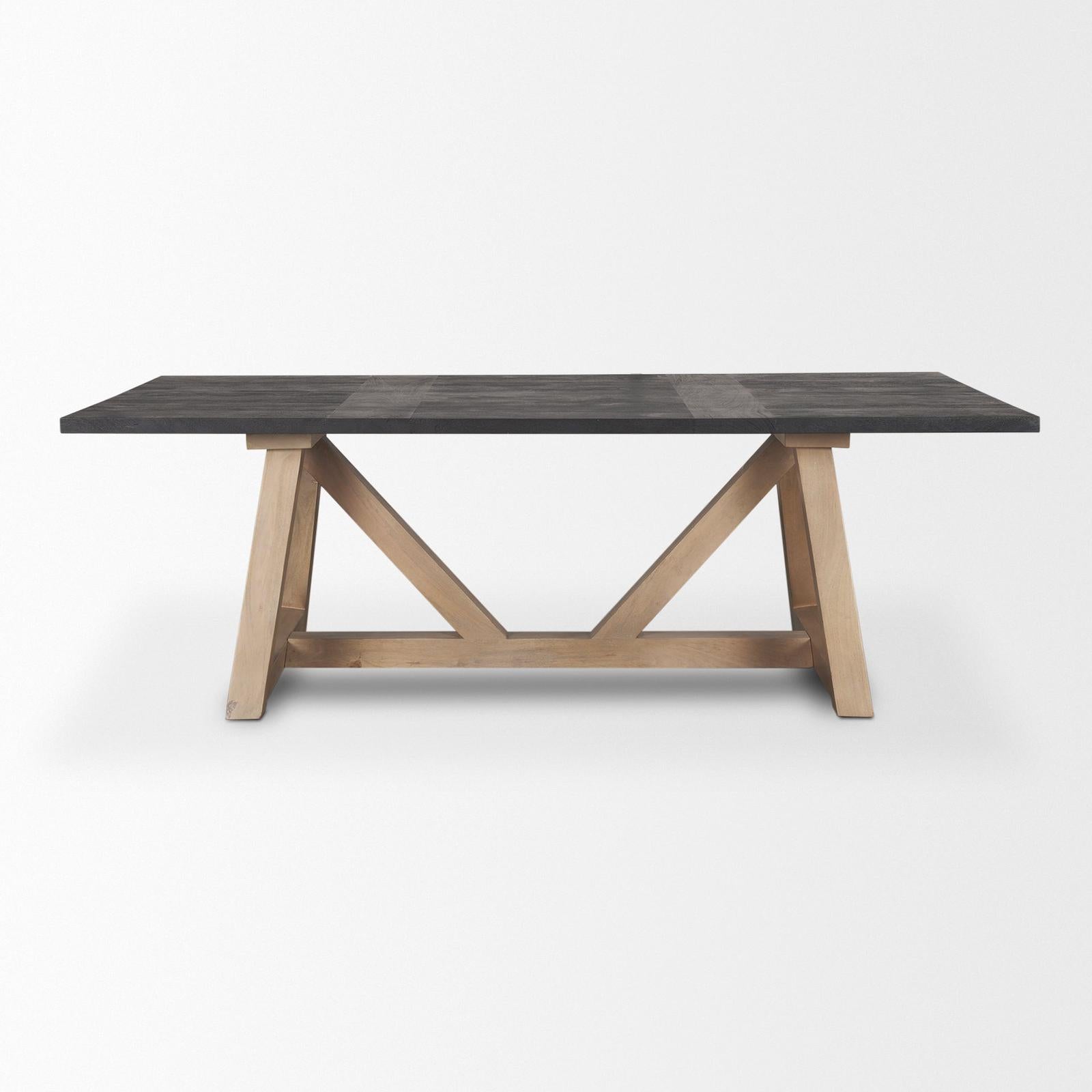 Mercana Rialto Rectangular Two-Tone Black and Brown Solid Wood Dining Table