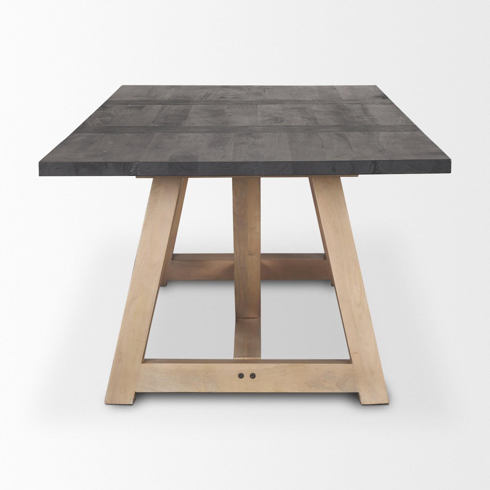 Mercana Rialto Rectangular Two-Tone Black and Brown Solid Wood Dining Table