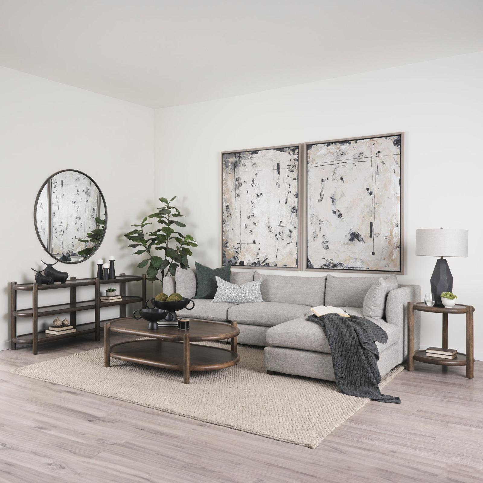 Mercana Romi Dark Brown Wood w/ Bottom Shelf Oval Coffee Table