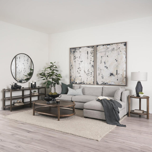 Mercana Romi Dark Brown Wood w/ 3 Shelves Oval Console Table TOP